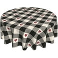 thumbnail image 1 of Checkered Valentines Tablecloth Round 60 Inch,Black Plaid Table Cloth,Stain Resistance Polyester Red Heart Valentine''s Day Table Covers for Kitchen Dining,Small Tablecloth for Parties Picnic, 1 of 6