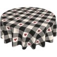 thumbnail image 1 of Checkered Valentines Tablecloth Round 60 Inch,Black Plaid Table Cloth,Stain Resistance Polyester Red Heart Valentine''s Day Table Covers for Kitchen Dining,Small Tablecloth for Parties Picnic, 1 of 6