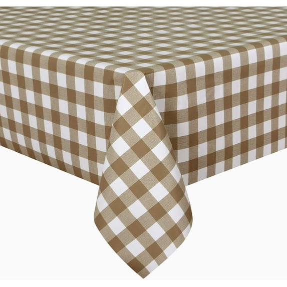 Checkered Vinyl Rectangle Tablecloth, 60 x 84 Inch, 100% Waterproof Oil Proof Spill Proof PVC Table Cloth, Wipe Clean Table Cover for Dining Table, Buffet Parties, Coffee and White