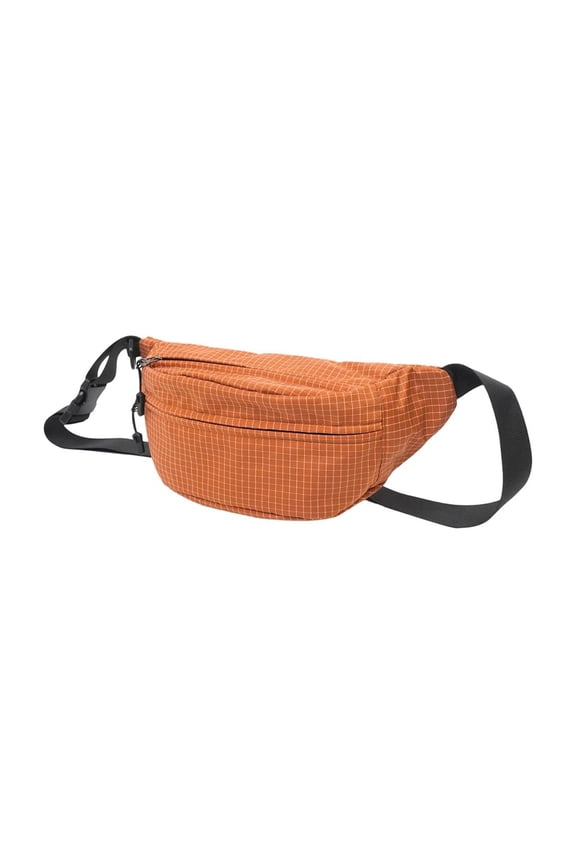Checkered Waist Pack – Durable Lightweight Hip Pack, Shoulder Sling Bag for Daily Essentials, Adjustable Fit, Nylon Ripstop Orange