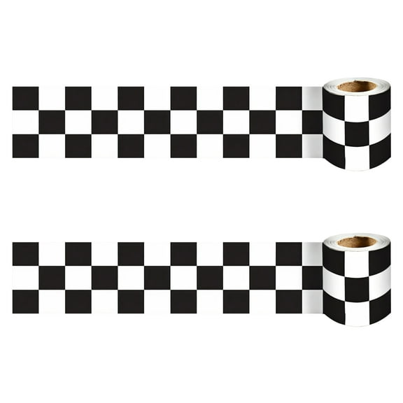 Checkered Wallpaper Border - Black and White Design, 94.5" Long, PVC Material, Ideal for Bathroom Wall Protection and Decoration, Easy to Cut and Install, Perfect for Kitchen and Car Interiors