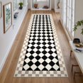 thumbnail image 1 of Checkered Washable Rug Runners for Hallways Non Slip,2x7 Black Kitchen Bathroom Runner Rug,Trellis Low Pile Indoor Carpet Runner for Bedroom Entryway Foyer, 1 of 8