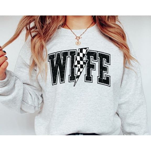 Checkered Wife Sweatshirt: Retro Newlywed Bride Gift, Sweatshirt Size S-5Xl