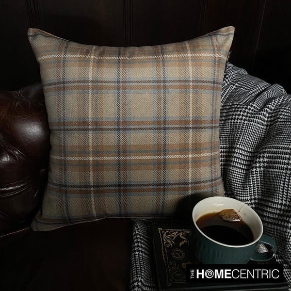 Checkered Winter Plaid Throw Pillow covers Beige 20"x20" (50x50 cm) Velvet Checkered, Tartan Plaid, Winter Plaid Pillows, Plaid Pillow Case Pillowcase, Plaid Modern Style - Plaidscape Beige