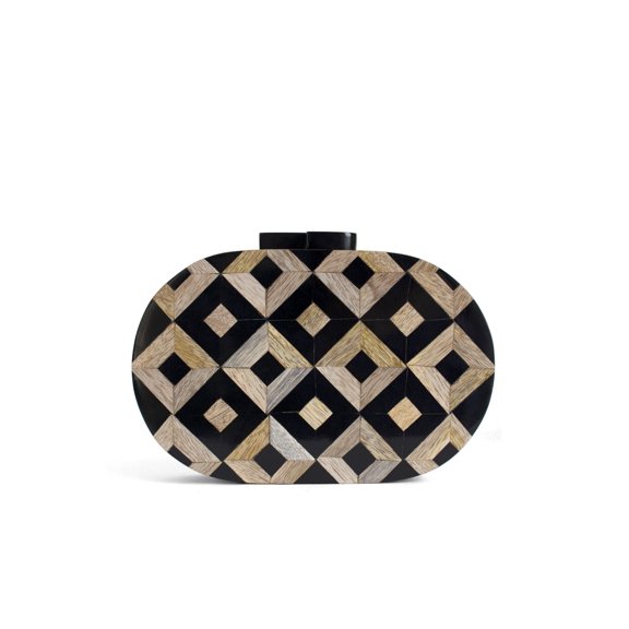 Checkered Wooden Clutch