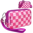 thumbnail image 1 of Checkered Wristle Wallets for Women with ID Window, RFID Cross  Wallet with 4 Zippers,Phone & Card Storage, 1 of 7