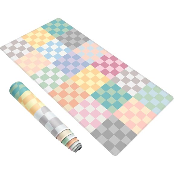 Checkered XXL Extended Gaming Mouse Pad Desk Mat With Stitched Edge Non-Slip Rubber Base Keyboard Desk Pad for Home Office and Study