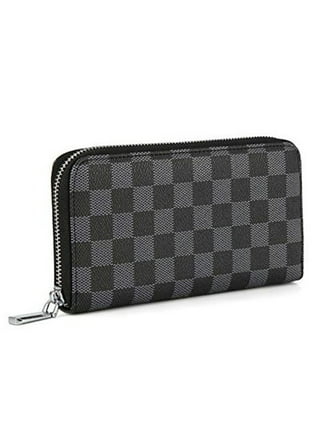 Tingor Checkered Zip Around Wallets for Women, Lady Phone Clutch Holder, PU Leather RFID Blocking with Card Organizer, Black, Women's, Size: Medium