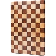 Checkered for Kitchen, Rubberwood Chopping Board with Non-Slip Feet, Large Butcher Block Serving Tray with Gift Box, 16 x 11 x 1.1