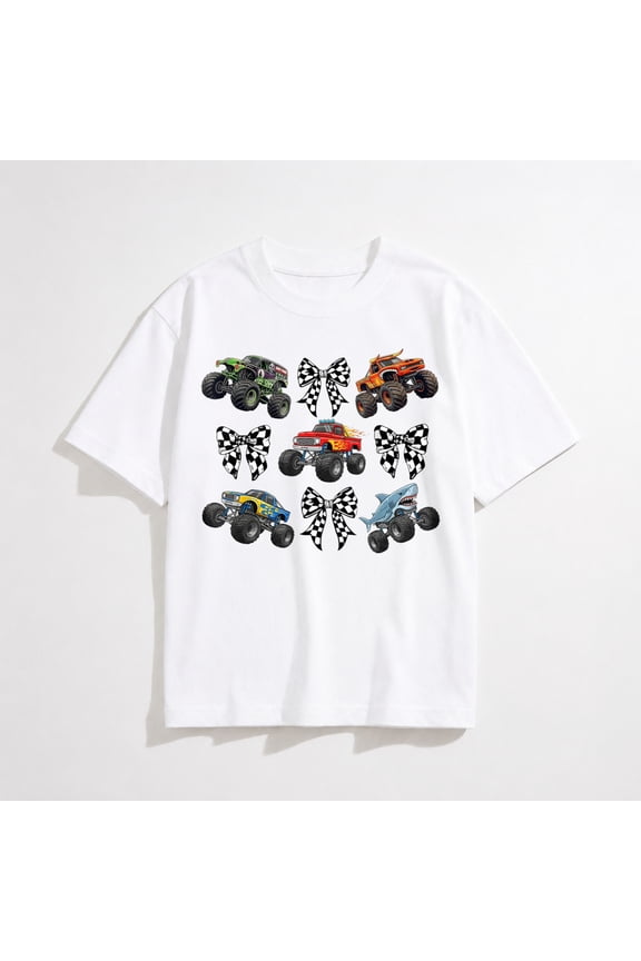 Checkered in My Monster Truck Mama Era Monster Truck Mom T-Shirt
