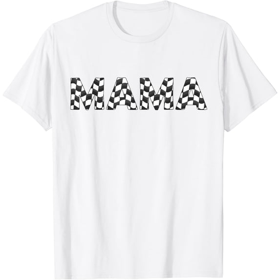 Checkered race car Mama White Black Checkerboard Women Flag T-Shirt