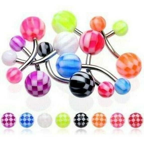 Checkers Belly Ring UV (Black And Orange)
