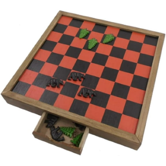 Checkerboard Game Set Chesapeake Bay Rustic Wood Bears and Trees Storage Drawer