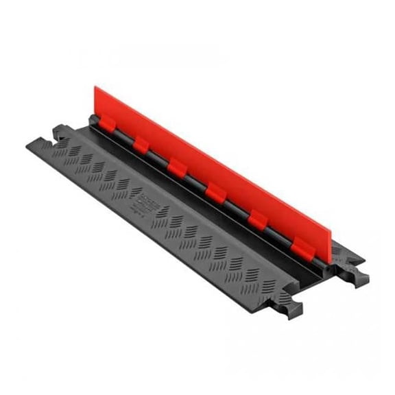 Cable Protector, 1-1/4 in H, 38-1/2 in L, 11 in W, 1 Channel, Polyurethane, Black, Orange
