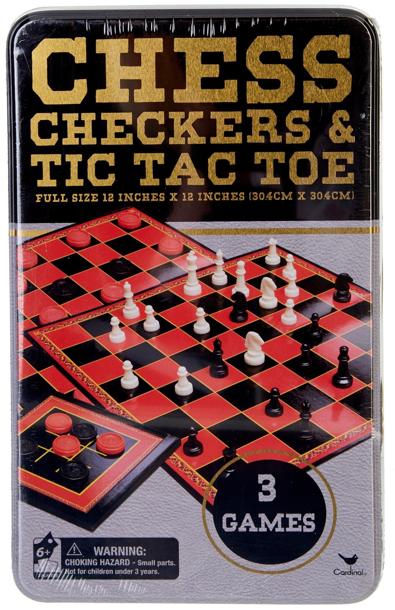 Herrschners Checkers Chess Tic Tac Toe Board Game Set with Storage for ...