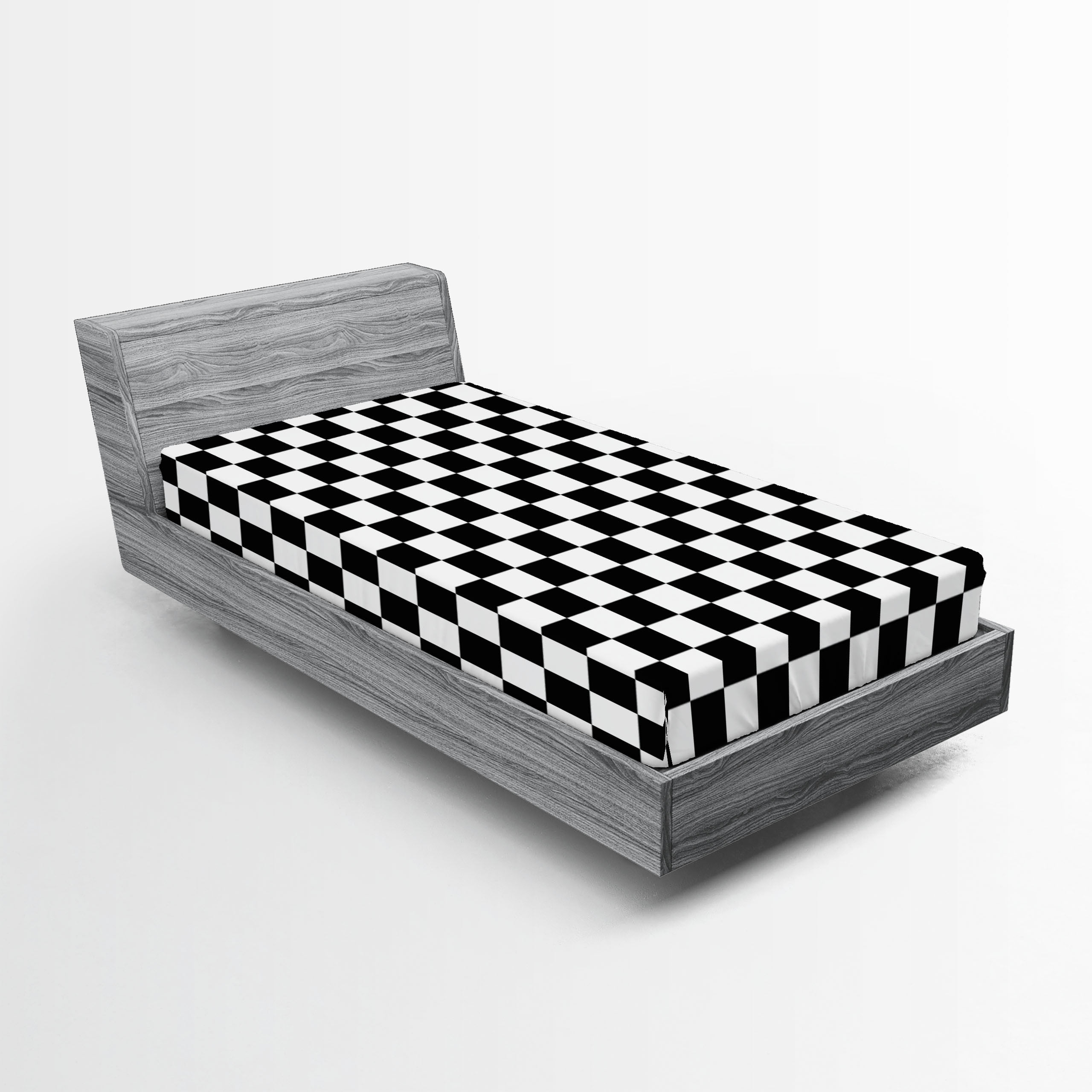 Twin Black and White Microfiber Checkered Fitted Sheet