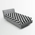 thumbnail image 1 of Checkers Game Fitted Sheet, Geometric Grid Style Monochrome Squares in Traditional Game Board Design, Decorative Soft Bedding All-round Elastic Pocket, Twin Size, Black White, by Ambesonne, 1 of 3