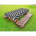 thumbnail image 1 of Checkers Game Outdoor Tablecloth, Geometric Grid Style Monochrome Squares in Traditional Game Board Design, Decorative Washable Fabric Picnic Tablecloth, 58 X 104 Inches, Black White, by Ambesonne, 1 of 2