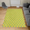 thumbnail image 1 of Checkers Game Turkish Area Rug, Geometric Grid Style Monochrome Squares in Traditional Game Board Design, Soft Carpet for Living Room Decor with Distressed Look, 6.6' X 9.6', Pale Teal, by Ambesonne, 1 of 4