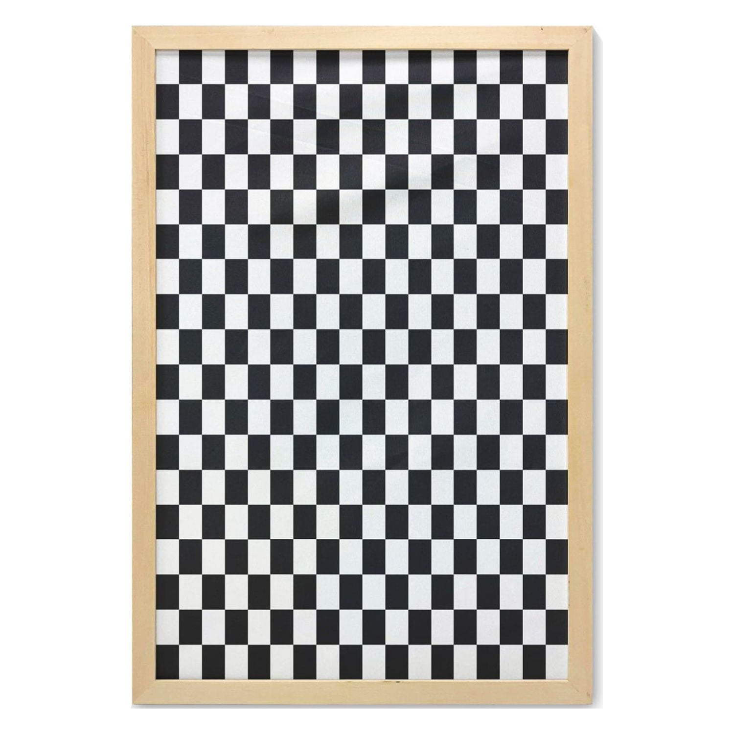 Checkers Game Wall Art with Frame, Monochrome Chess Board Design with Tile  Coordinates Mosaic Square Pattern, Printed Fabric Poster for Bathroom  Living Room, 23 x 35, Black White, by Ambesonne 