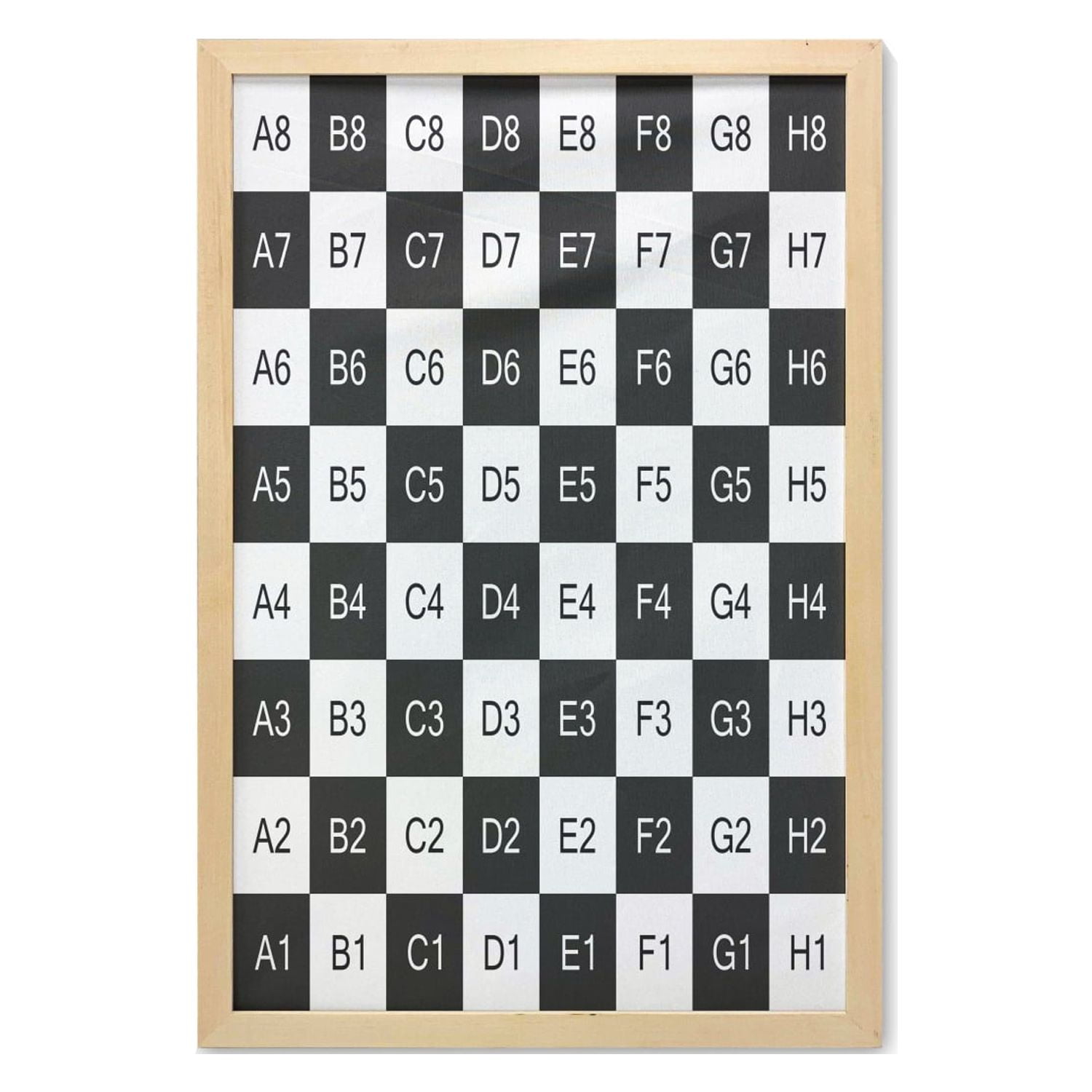 Checkers Game Wall Art with Frame, Monochrome Chess Board Design with Tile  Coordinates Mosaic Square Pattern, Printed Fabric Poster for Bathroom  Living Room, 23 x 35, Black White, by Ambesonne 