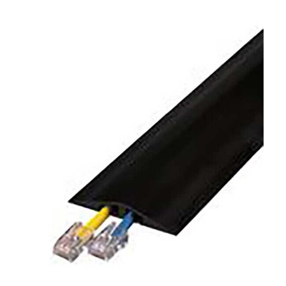 Cable Protector, 7/16 in H, 10 ft L, 3 in W, 2 Channel, Rubber, Black RFD2-10