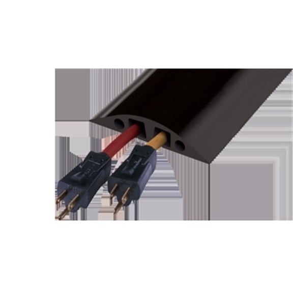 Cable Protector, 1-1/8 in H, 10 ft L, 5-3/4 in W, 2 Channel, Rubber, Black RFD6-10