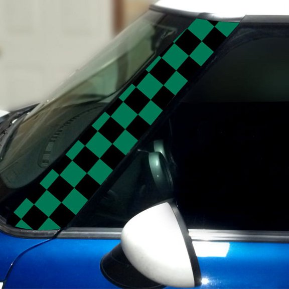Checkers Pillar Vinyl Decals for 1st Gen MINI Cooper - Set of 2 - Choose Color - [GREEN]