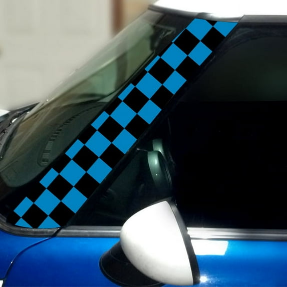 Checkers Pillar Vinyl Decals for 1st Gen MINI Cooper - Set of 2 - Choose Color - [LIGHT BLUE]