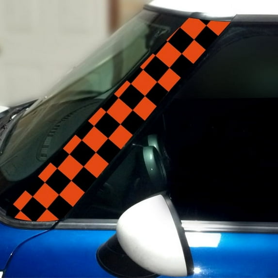 Checkers Pillar Vinyl Decals for 1st Gen MINI Cooper - Set of 2 - Choose Color - [ORANGE]