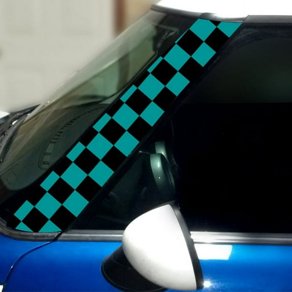 Checkers Pillar Vinyl Decals for 1st Gen MINI Cooper - Set of 2 - Choose Color - [TURQUOISE]