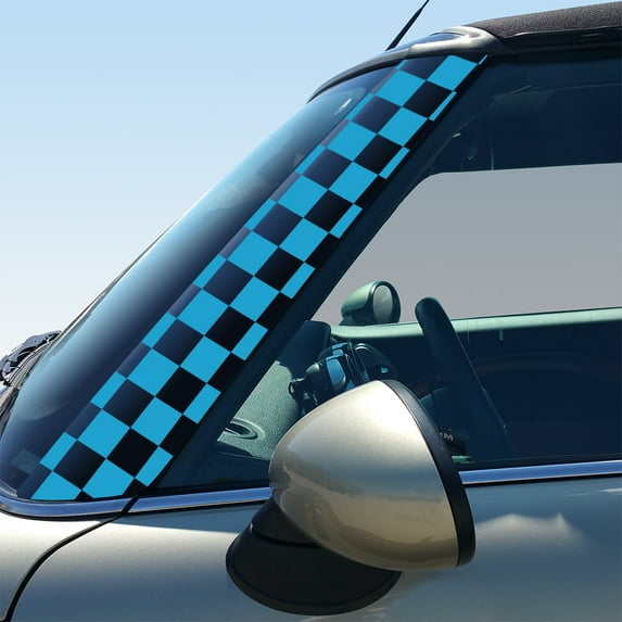 Checkers Pillar Vinyl Decals for 2nd Gen MINI Cooper R55 R56 R57 - Set of 2 - Choose Color - [ICE BLUE]