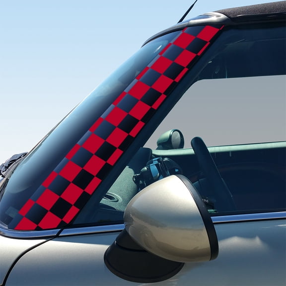 Checkers Pillar Vinyl Decals for 2nd Gen MINI Cooper R55 R56 R57 - Set of 2 - Choose Color - [RED]