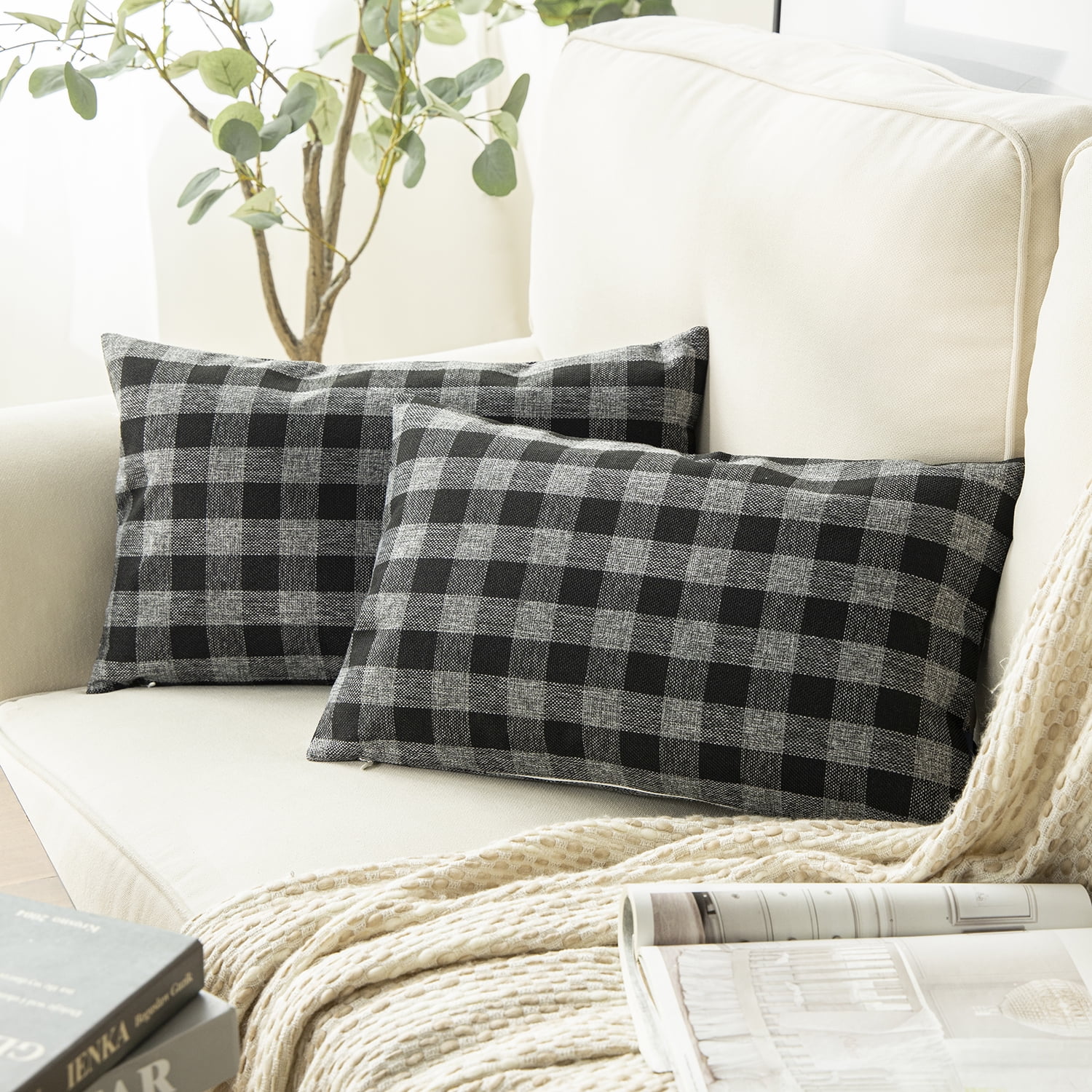 Checkers Series Square Decorative Throw Pillow Covers, Classic Retro