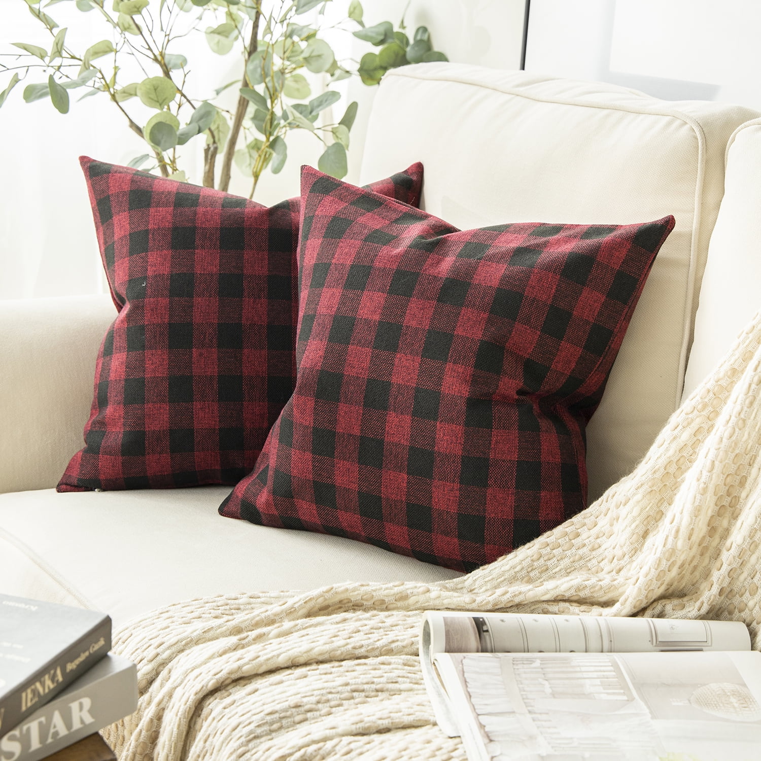 Checkers Series Square Decorative Throw Pillow Covers, Classic Retro