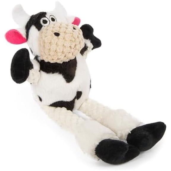 Checkers Skinny Cow Squeaky Plush Dog Toy, Chew Guard Technology - White, Small