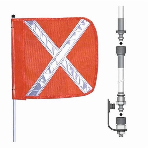 Warning Whip, White Whip, Orange Flag, Fiber Glass, Split Pole