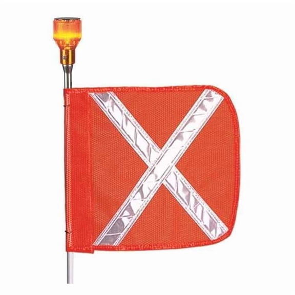 Warning Whip with Reflective X Flag, White Whip, Orange Flag FS3XL-O