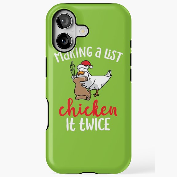 Checking It Twice Funny Chicken Xmas Design Phone Case with iPhone 17 to 11 Pro Max