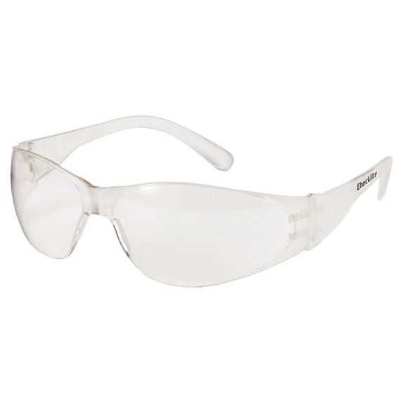 Checklite Safety Glasses, Clear Lens, Polycarbonate, Uncoated, Clear Frame | Bundle of 2 Pairs