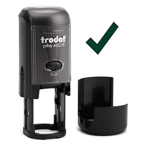 Checkmark Round Self-Inking Stock Rubber Stamp (3/4" Diameter) - Green Ink