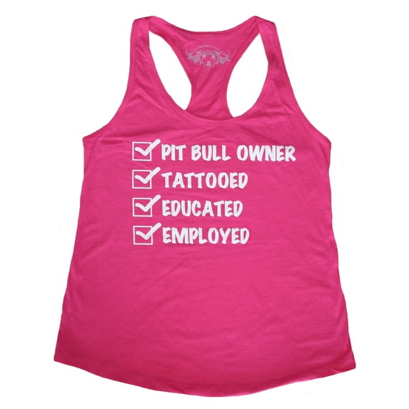 Checkmark Tattoo Pit Bull Owner Womens Tank Top, Pit Bull Mom (Small)