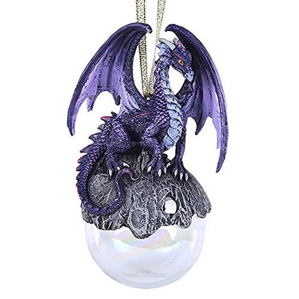 Purple Resin Dragon Ornament with Pearlescent Bulb