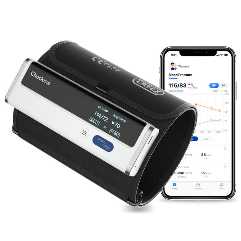 Checkme Blood Pressure Monitors,Bluetooth Upper Arm BP Machine with Large  Cuff and Historical Data,Unlimited Data Stored in Free App for iOS 