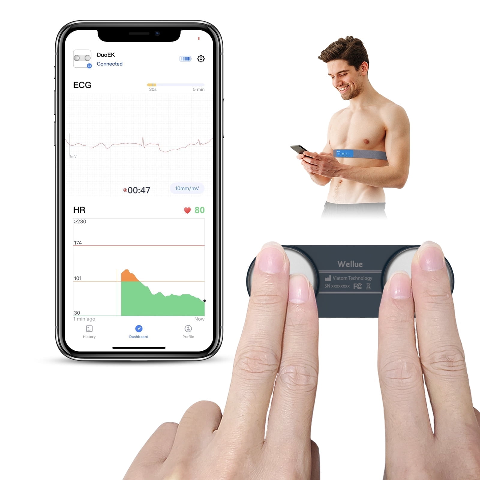 Checkme Heart Rate Monitor,Handheld Personal EKG ECG Monitor