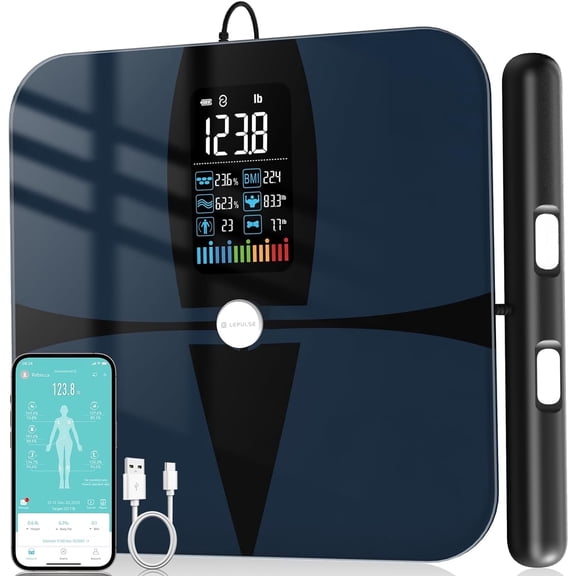 Checkme 8-Electrode Smart Body Fat Scale, High Accuracy Full Body Composition Analyzer with App Report, Digital BMI Bathroom Weight Scale-Model Lepulse P1