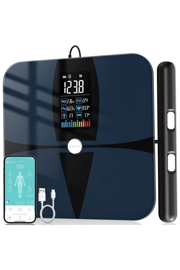 8-Electrode Smart Body Fat Scale, High Accuracy Full Body Composition Analyzer with App Report, Digital BMI Bathroom Weight Scale-Model Lepulse P1