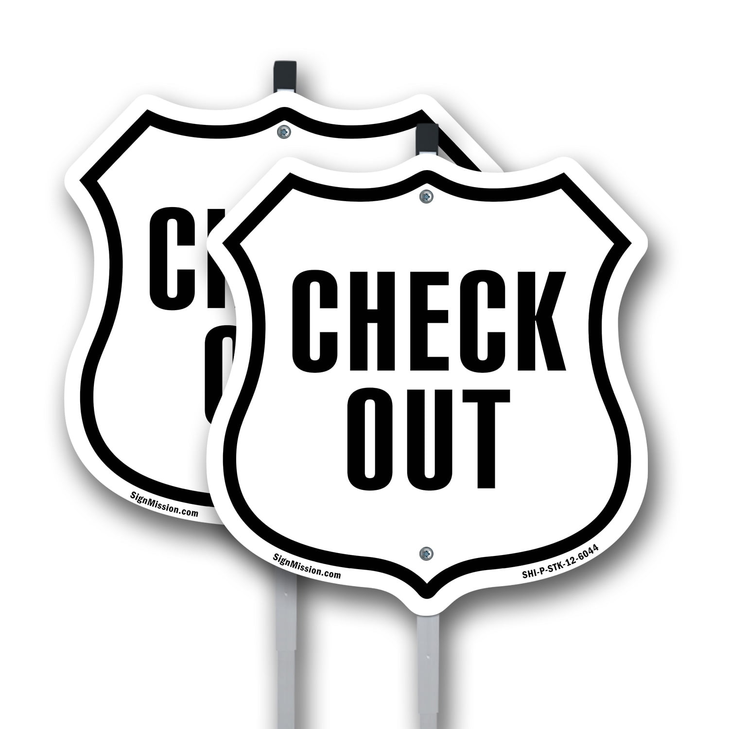 Sign Shiled Checkout (2 Pack) 12 inch X 12 inch Shield Shaped Commercial Grade ...