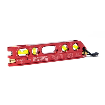Checkpoint Professional Levels 880 G3 Red Aluminum Alloy 4-Vial Laser Torpedo Level