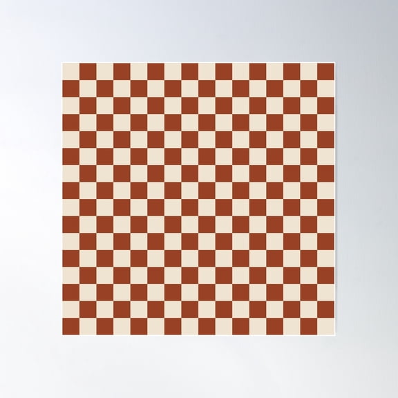 Checks In Rust Poster Wall Art, Modern Wall Decor For Living Room Bedroom, 24x24 UNFRAMED